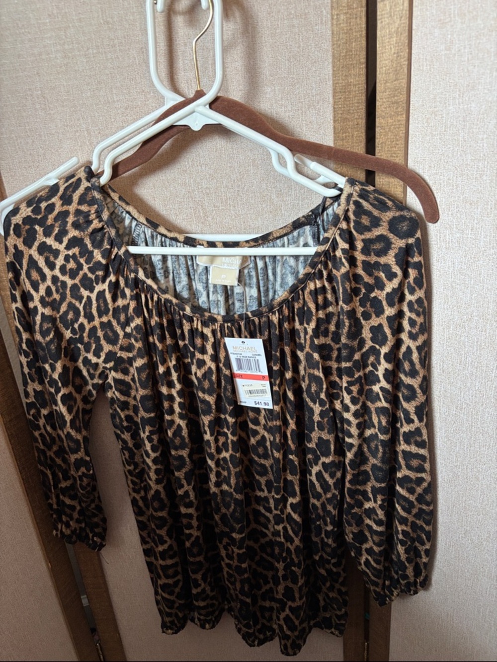 MICHAEL Michael Kors Leopard Print Blouse - Brown & Black Petite Petite NWT - Picture 1 of 5
